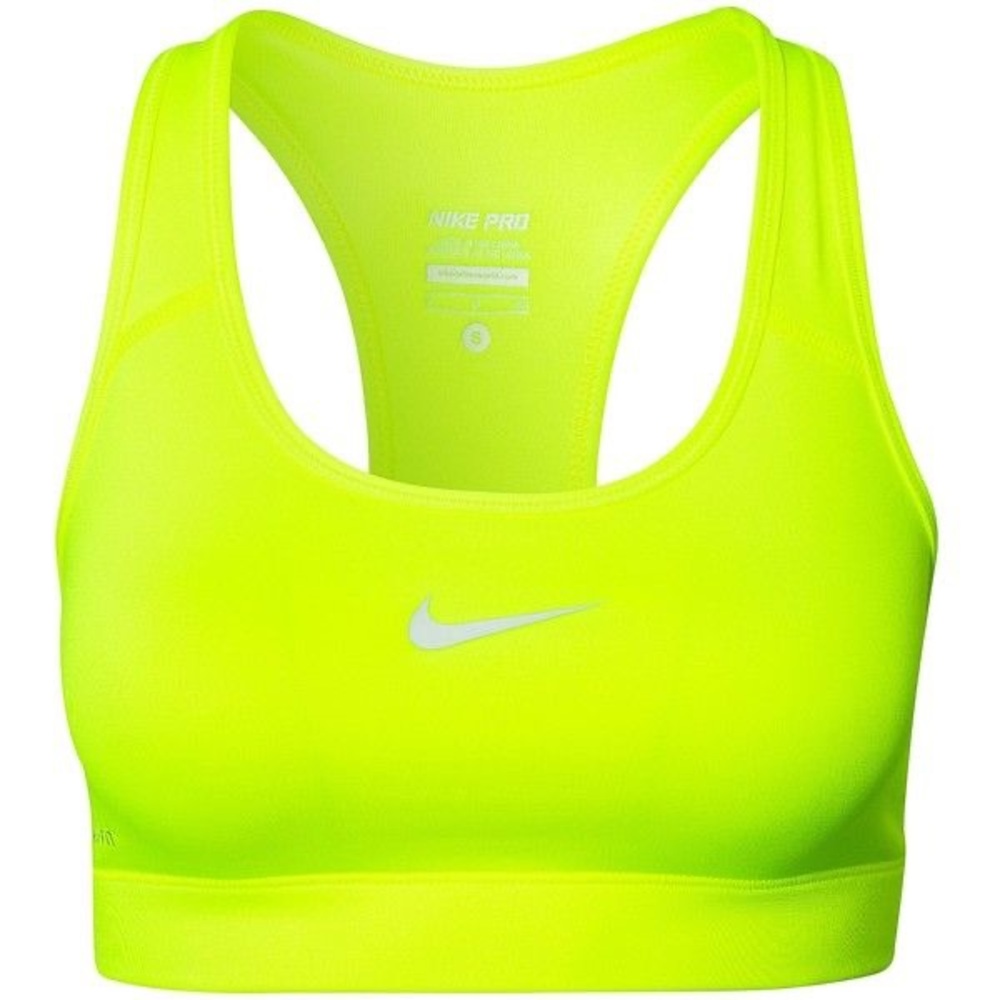 Neon yellow Nike sports bra.